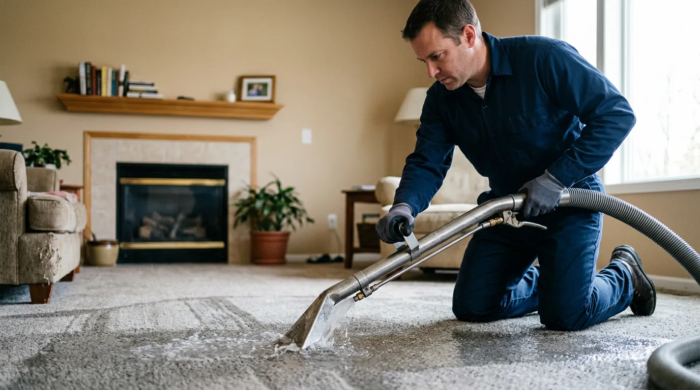 Water damage restoration technician working near Rockdale, TX